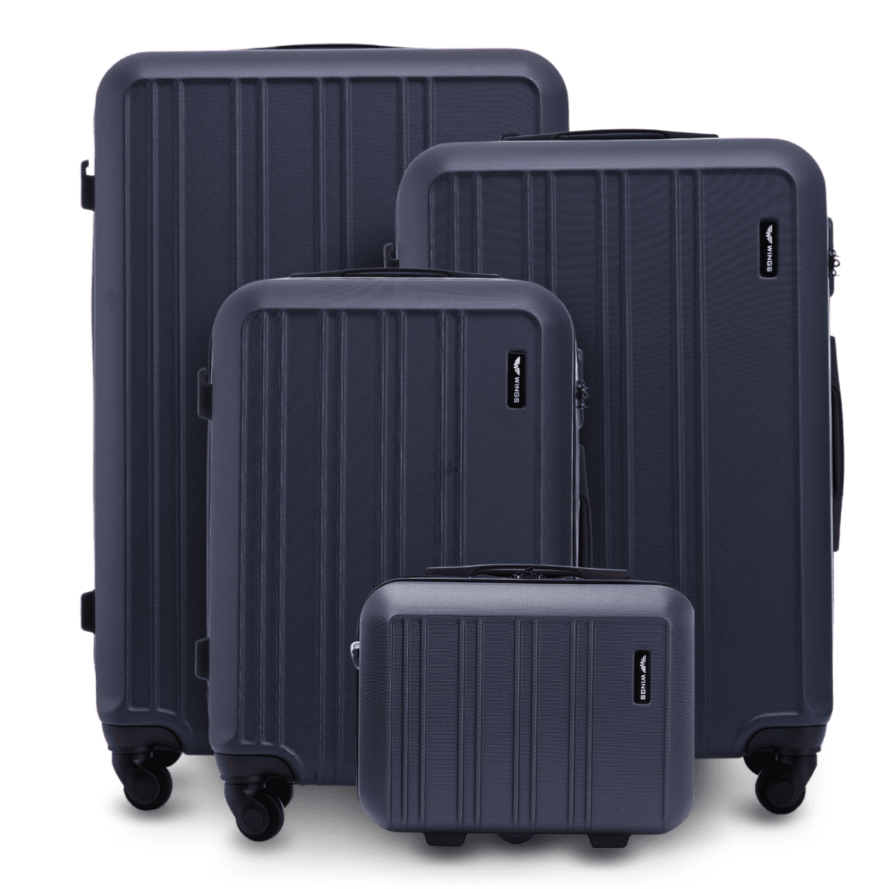 Set di 4 valigie WINGS HARRIER S M L + beauty case BLUE
