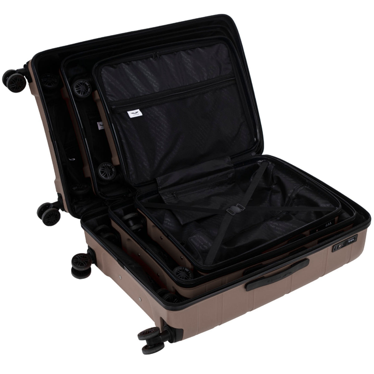 Wings HAWFINCH 3.0 set of 3 polypropylene suitcases COFFEE