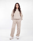 WINGS UNLEASH women's oversized cotton tracksuit set BEIGE