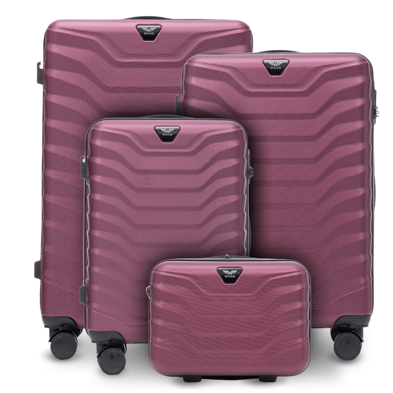 4 darabos Wings PEAFOWL 2.0 BURGUNDY bőröndszett