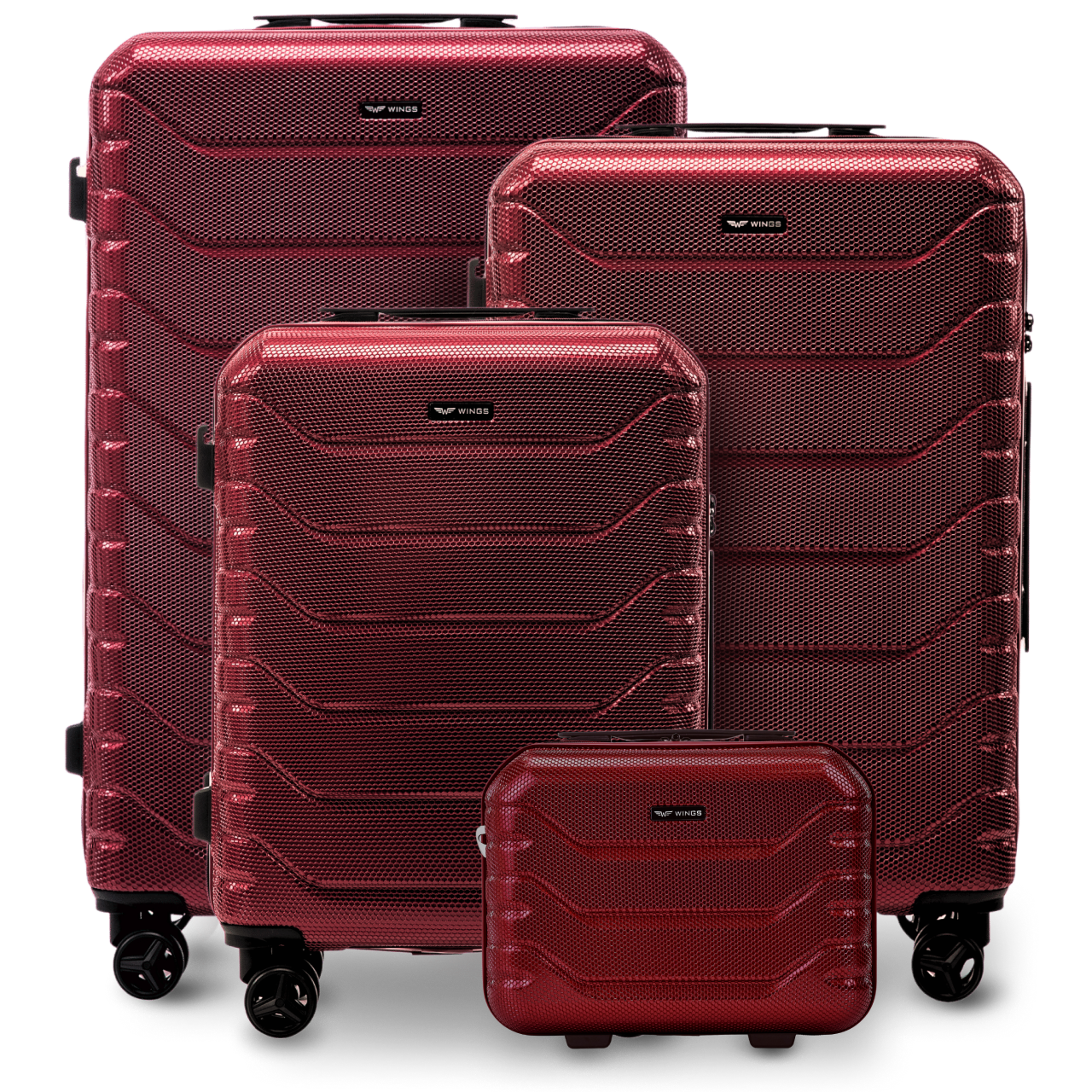 Zestaw 4 walizek Wings CRAKE S/M/L + Kuferek WINE RED CRAKE COLLECTION