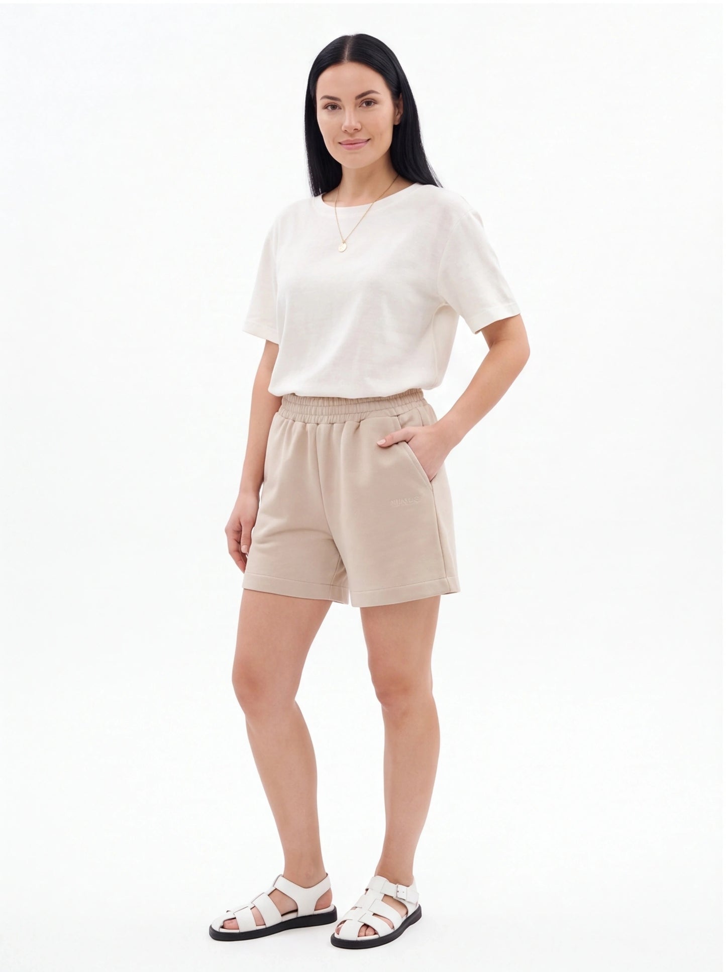 Women's sweat shorts UNLEASH WINGS BEIGE
