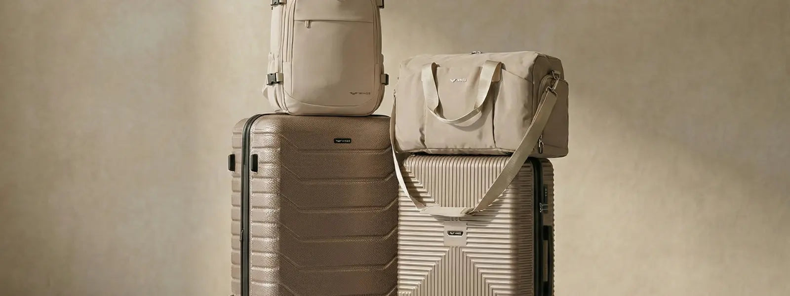 Beige suitcases