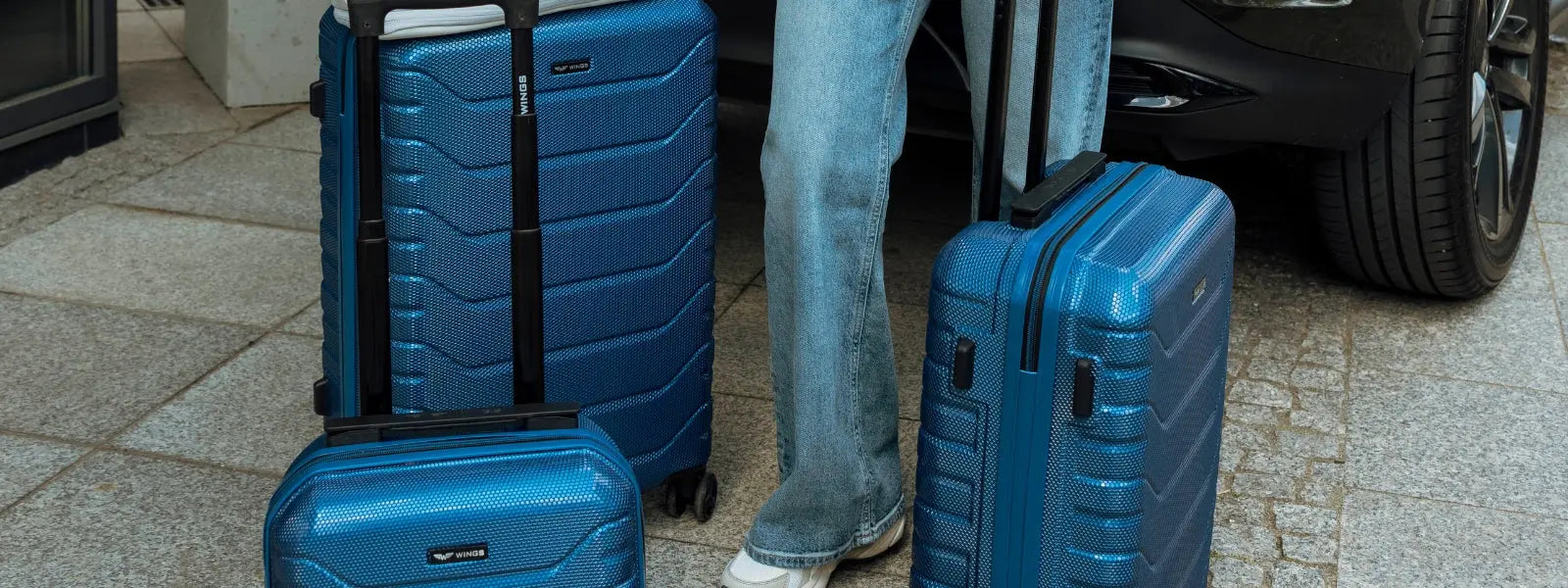 Blue suitcases