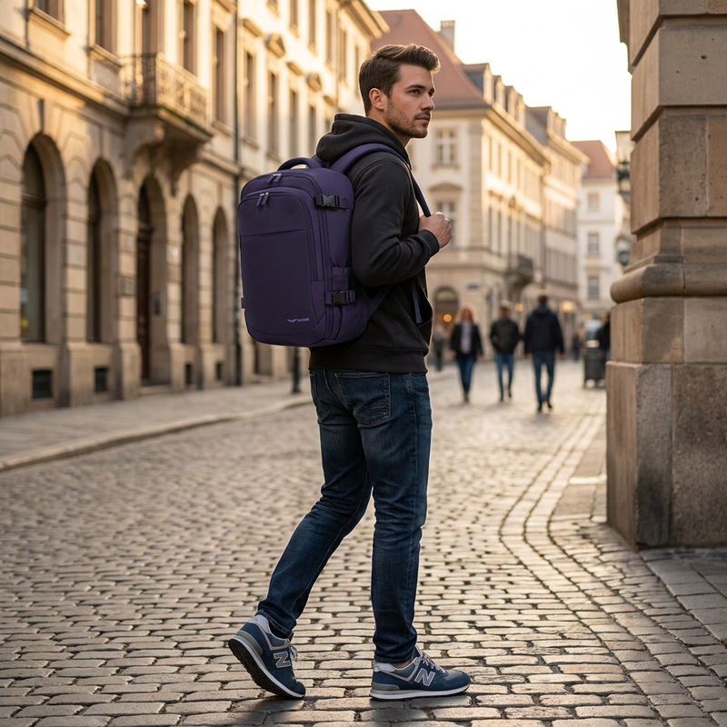 WINGS cabin backpack carry-on luggage for Ryanair and Wizz Air, lightweight travel backpack BLUE