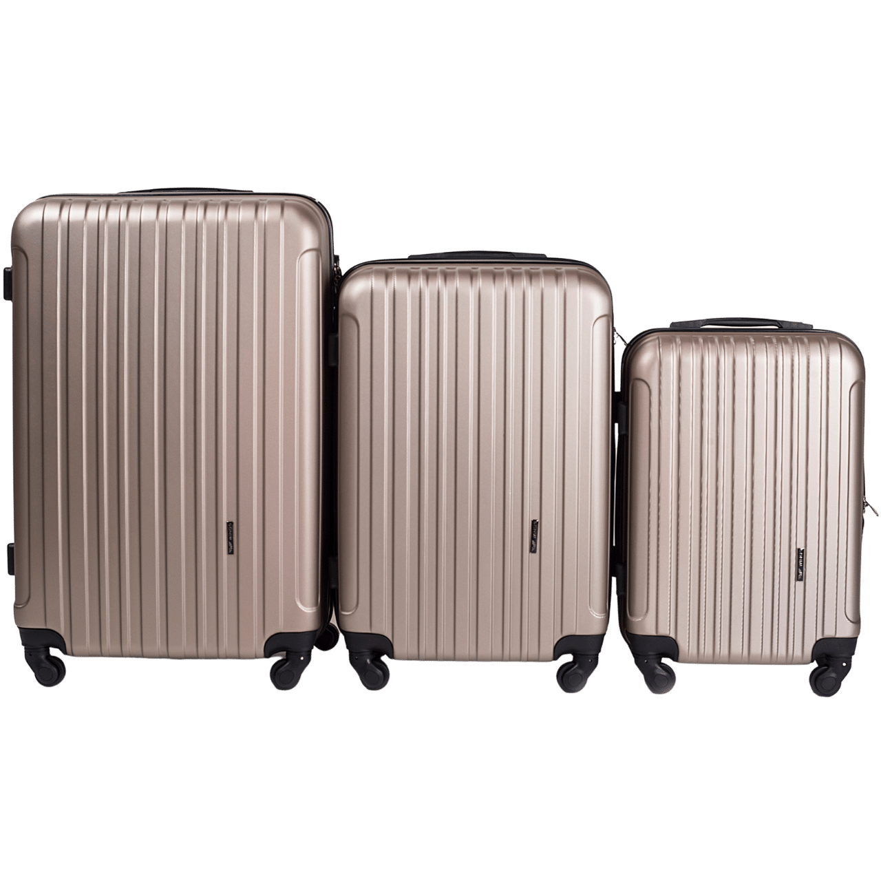 SET OF 3 WINGS FLAMINGO SUITCASES WITH EXPANSION CHAMPAGNE