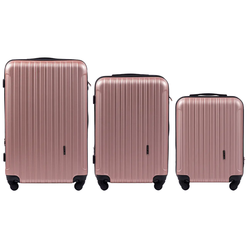 SET OF 3 WINGS FLAMINGO ROSE GOLD SUITCASES