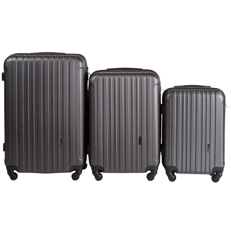 SET OF 3 WINGS FLAMINGO DARK GREY SUITCASES