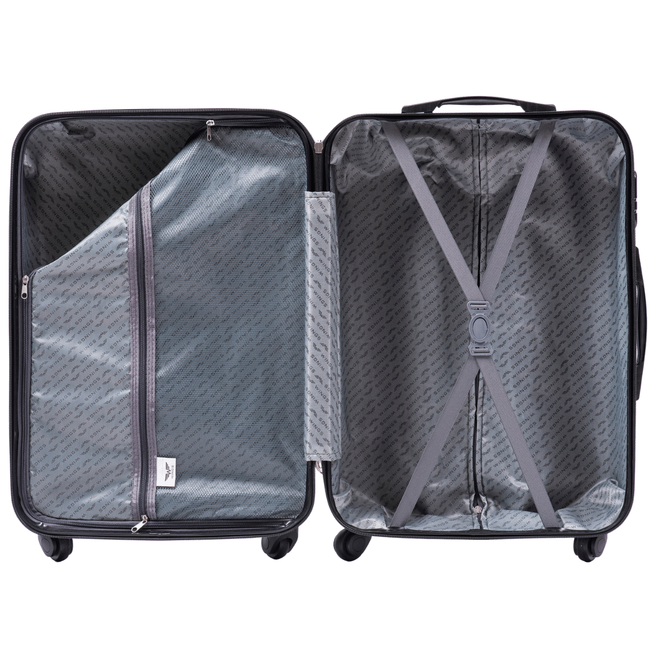 SET OF 3 WINGS FLAMINGO SUITCASES WITH EXPANSION CHAMPAGNE