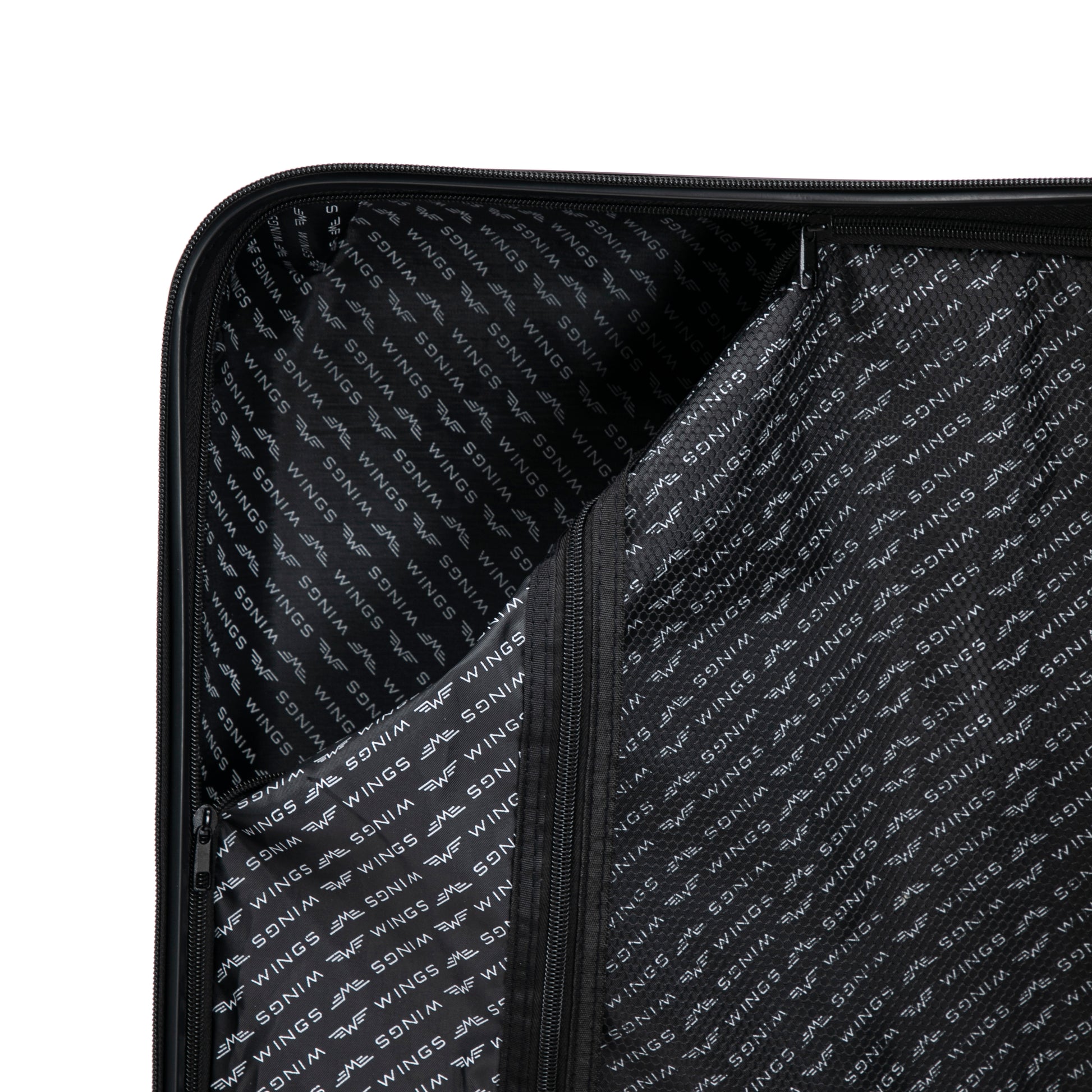 WINGS Merlin-kofferset, 3 stuks, van 100% polycarbonaat, ZWART