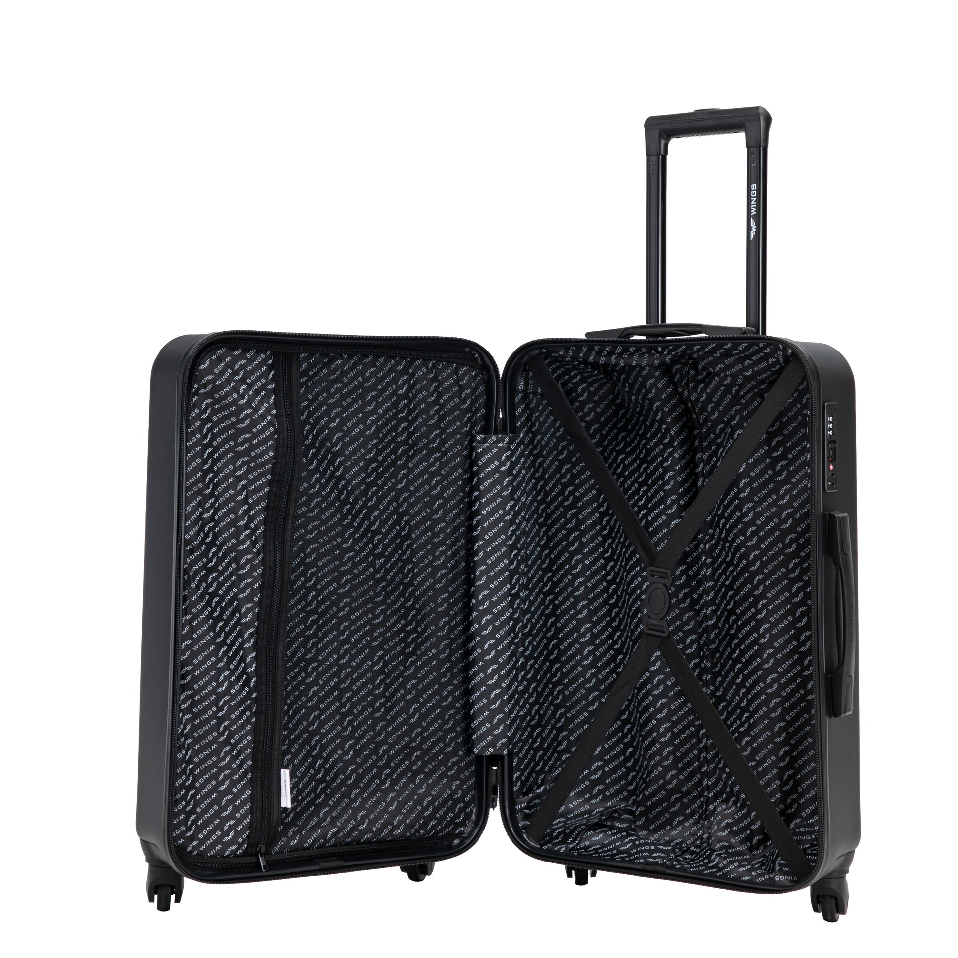 WINGS Merlin-kofferset, 3 stuks, van 100% polycarbonaat, ZWART