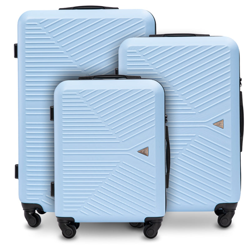 WINGS Merlin kofferset 3 stuks van 100% polycarbonaat LICHTBLAUW