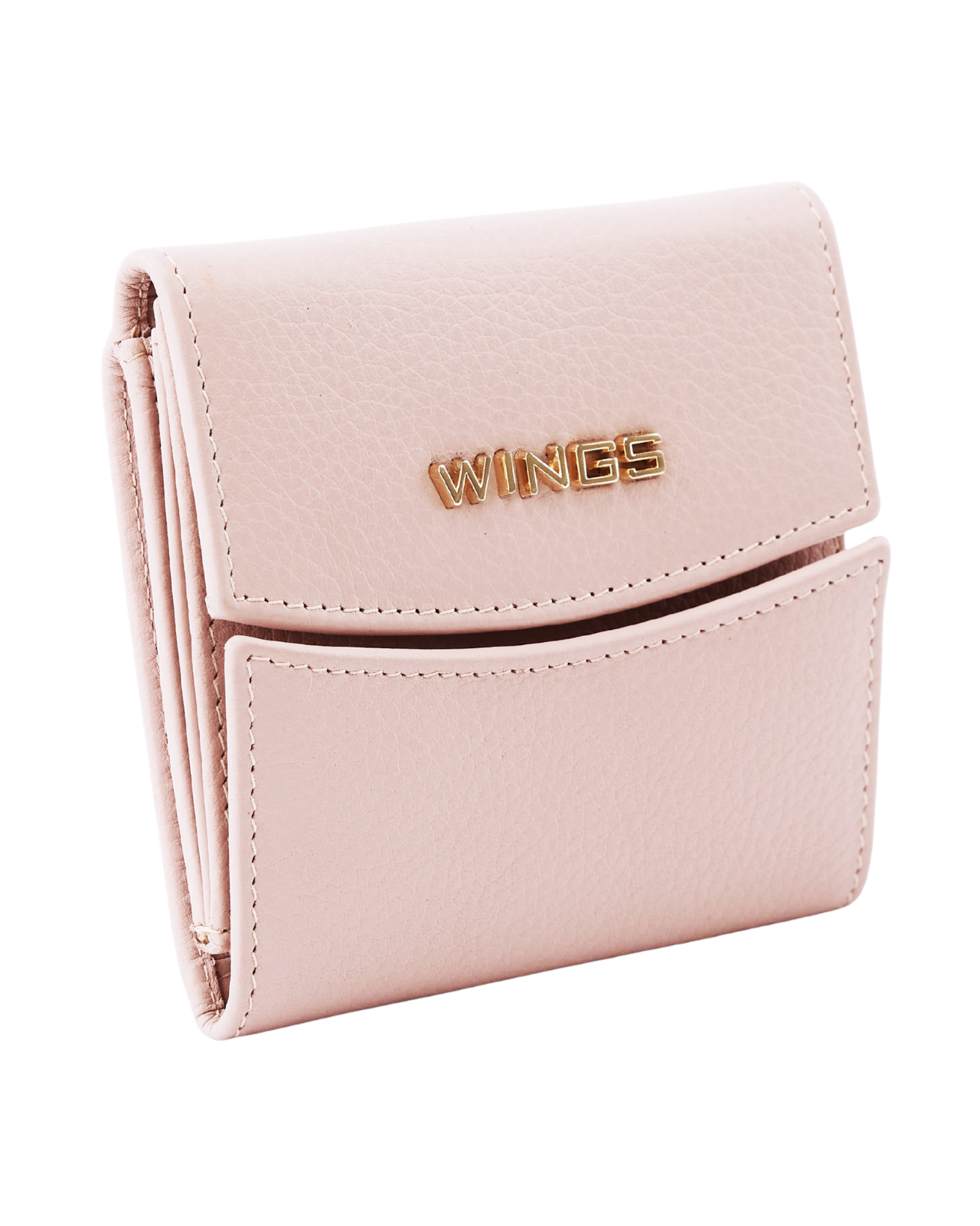Kompaktowy portfel damski skórzany z ochroną RFID WINGS PINK LEATHER COLLECTION