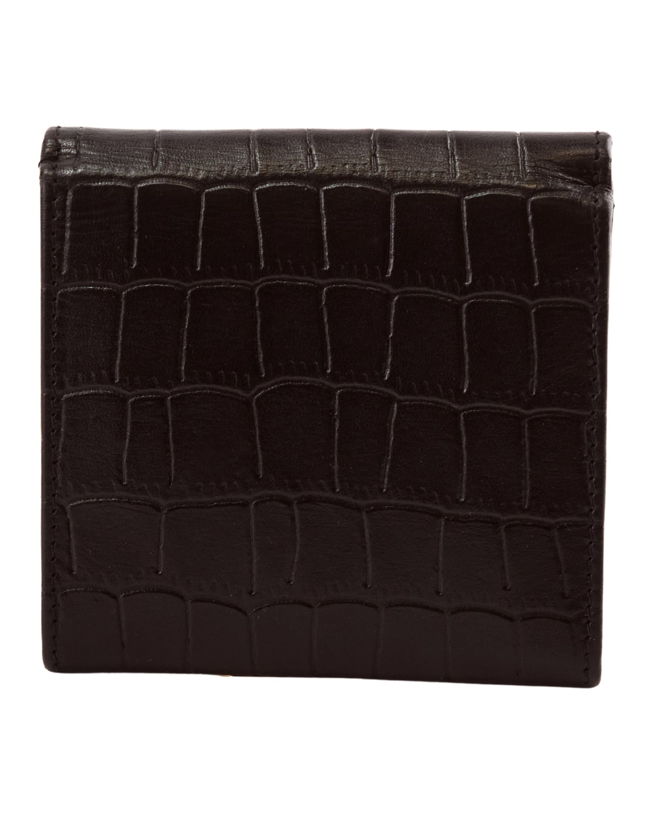 Kompaktowy portfel damski skórzany z ochroną RFID WINGS CROCO BLACK LEATHER COLLECTION
