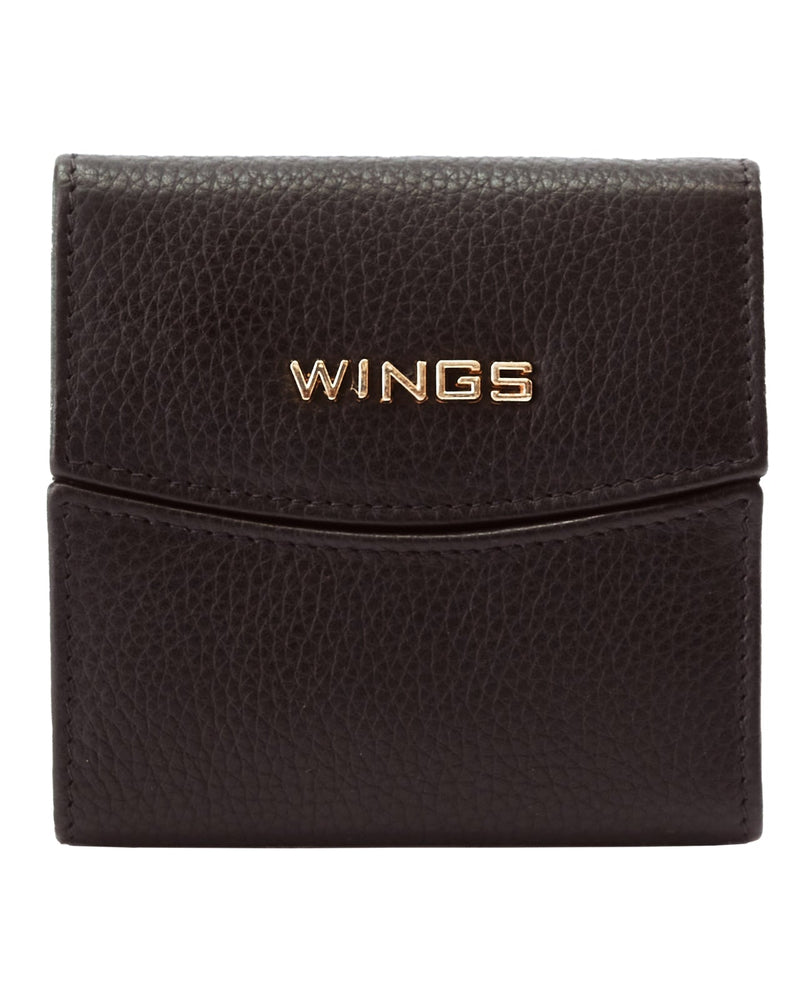 Compact Women's Leather Wallet with RFID Protection WINGS BLACK