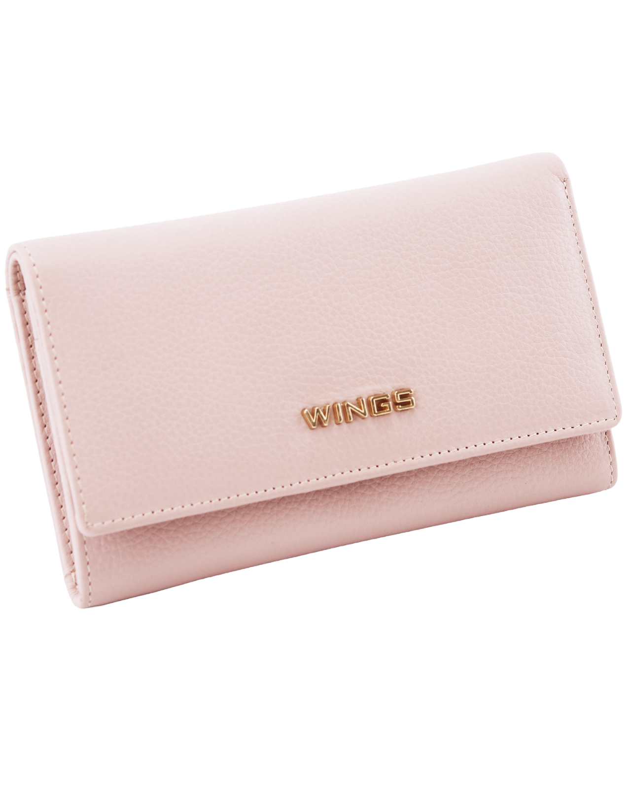 Pojemny portfel damski WINGS skórzany z ochroną RFID PINK LEATHER COLLECTION
