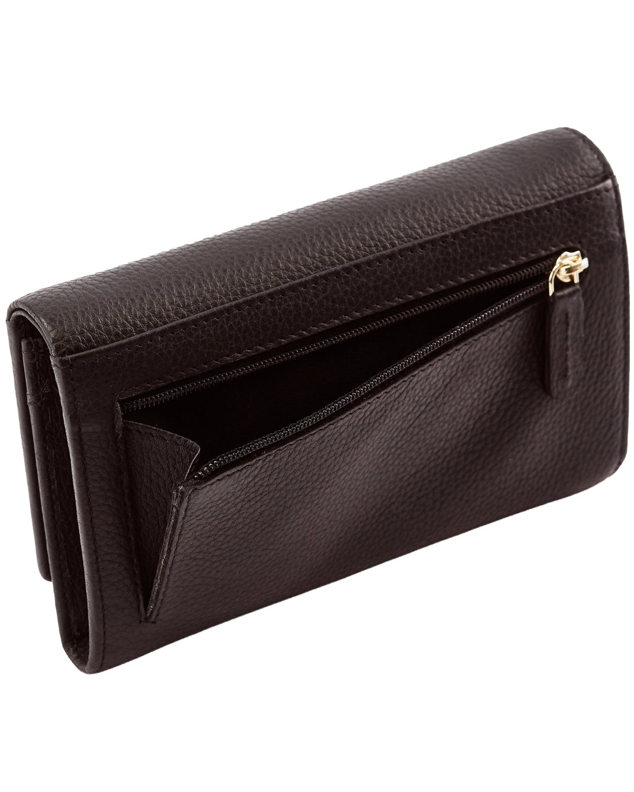 Pojemny portfel damski WINGS skórzany z ochroną RFID BLACK LEATHER COLLECTION