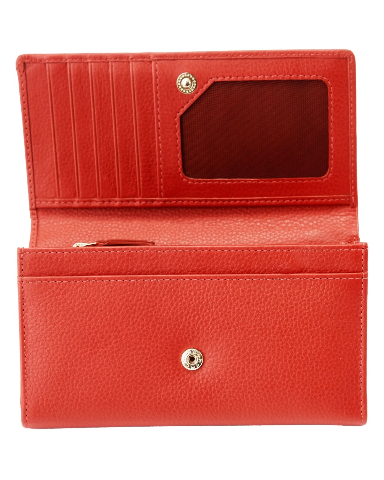 Pojemny portfel damski WINGS skórzany z ochroną RFID RED LEATHER COLLECTION