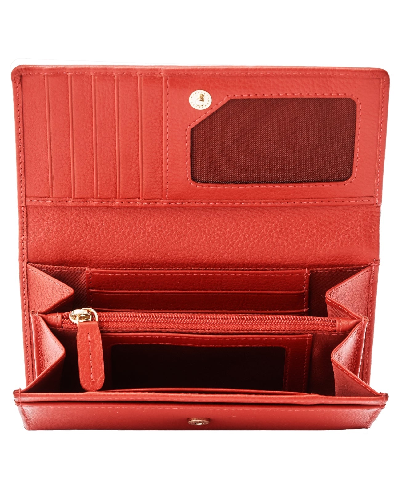 Pojemny portfel damski WINGS skórzany z ochroną RFID RED LEATHER COLLECTION