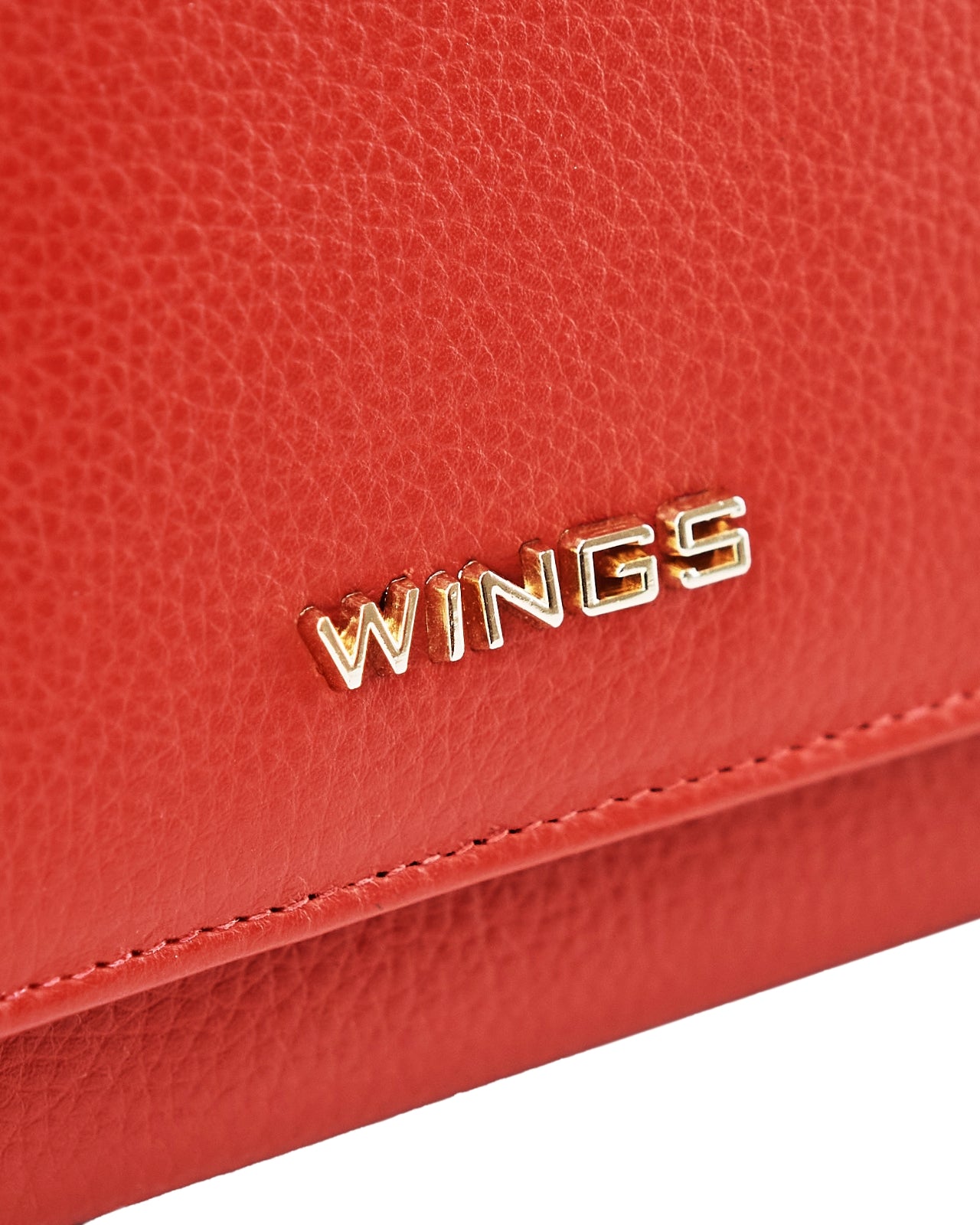 Pojemny portfel damski WINGS skórzany z ochroną RFID RED LEATHER COLLECTION