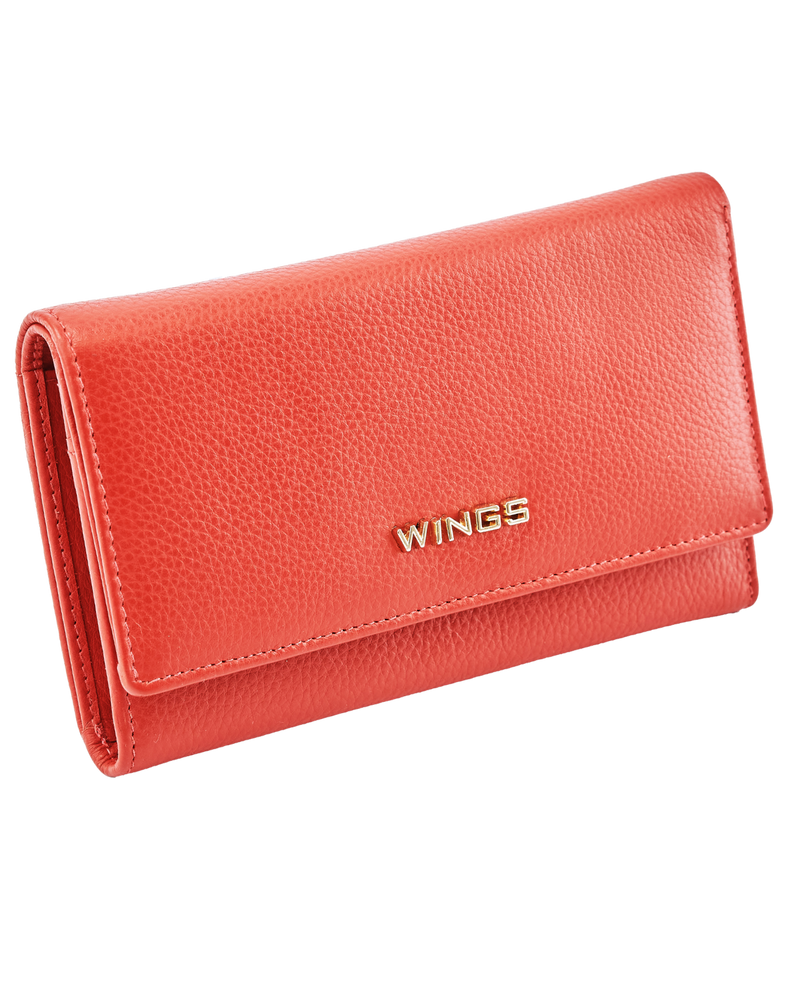 Spacious Women's Leather Wallet with RFID Protection WINGS RED