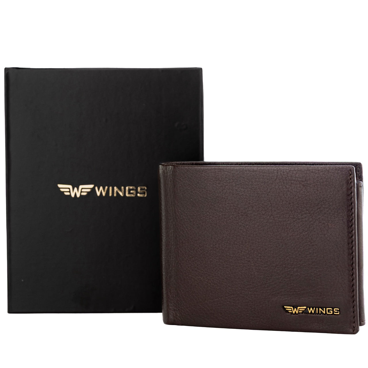 Мъжки портфейл WINGS от естествена биволска кожа кафяв