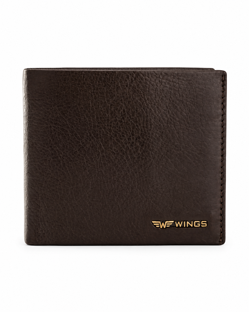 WINGS Мъжки портфейл от естествена биволска кожа с отварящ се капак Кафяв