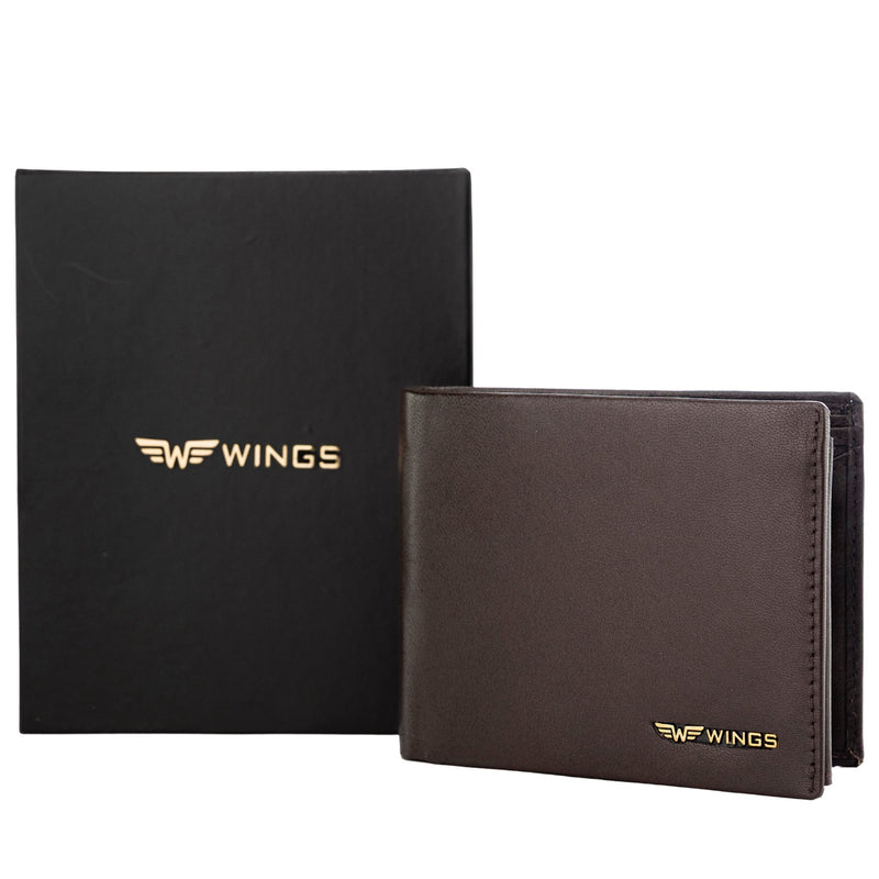 WINGS Herrepung i naturlæder med klap i brun