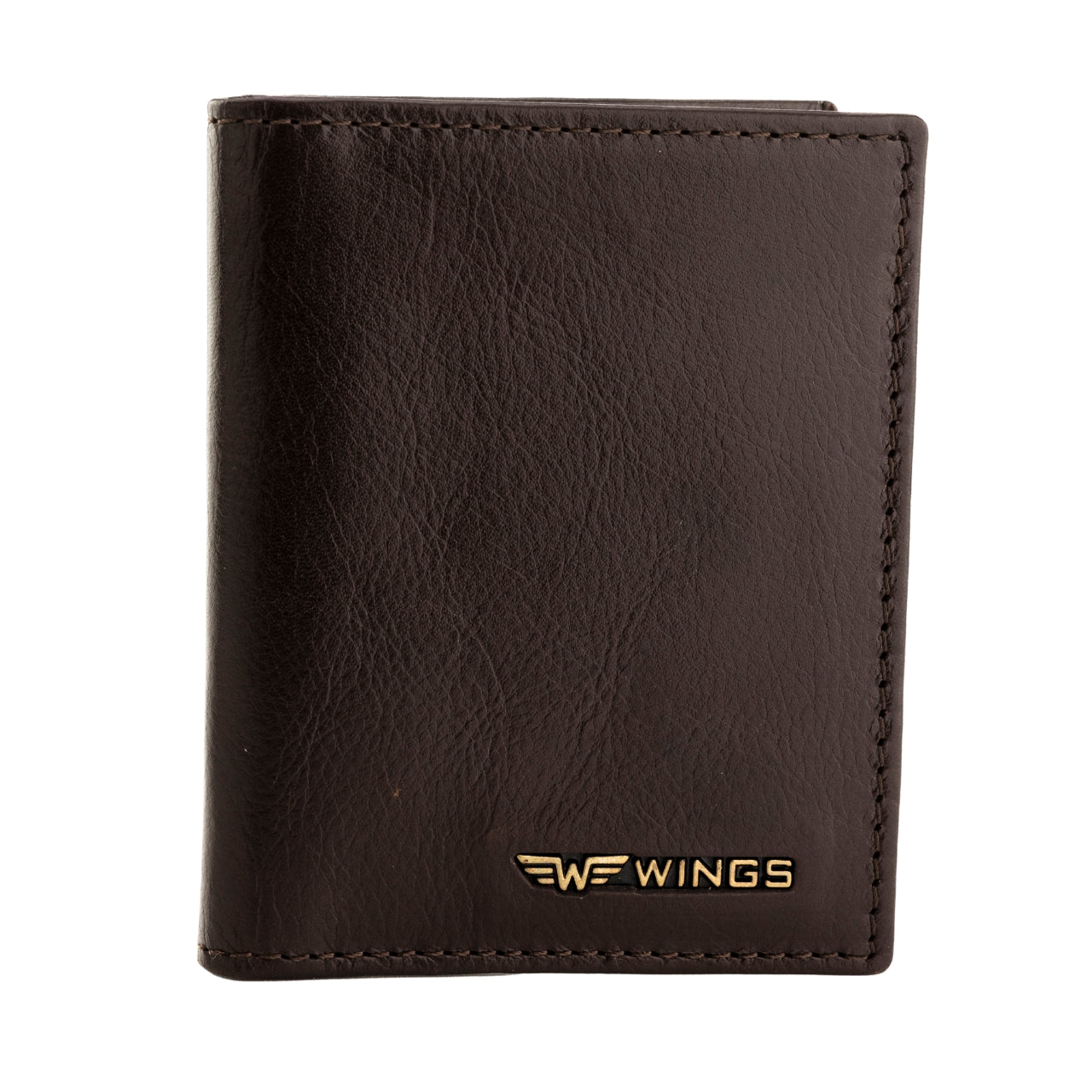 WINGS Kortelių dėklas iš lygaus natūralios veršienos odos rudos spalvos