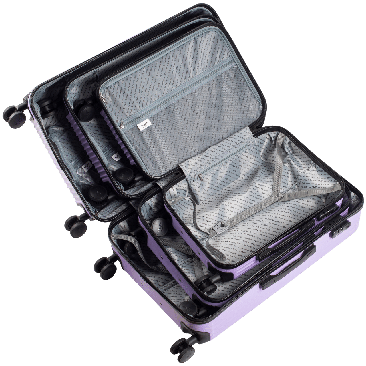SET OF 3 SUITCASES WINGS EGRET CHAMPAGNE