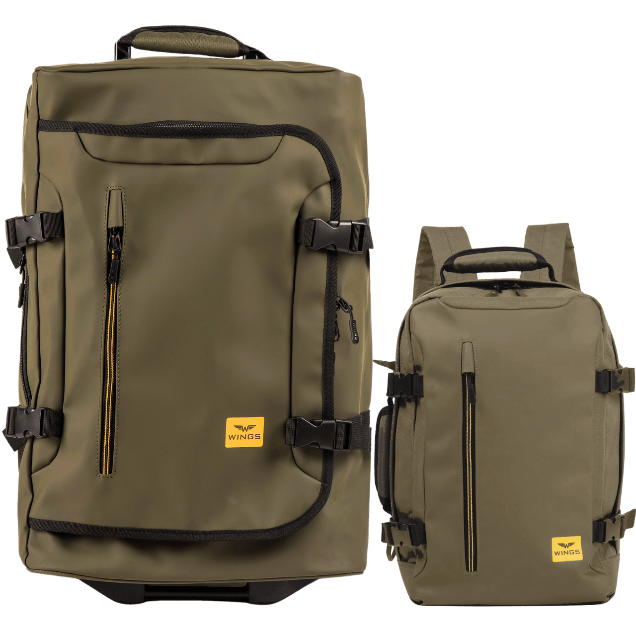 WINGS Set da viaggio 2 in 1 zaino + valigia S 20" PARTRIGE verde scuro