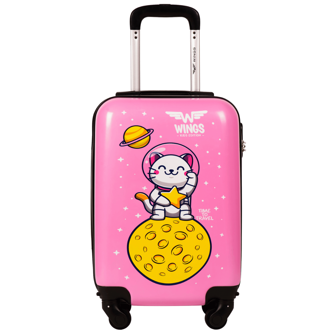 Detský kabínový tvrdý kufor WINGS ružový astronaut XS 18"