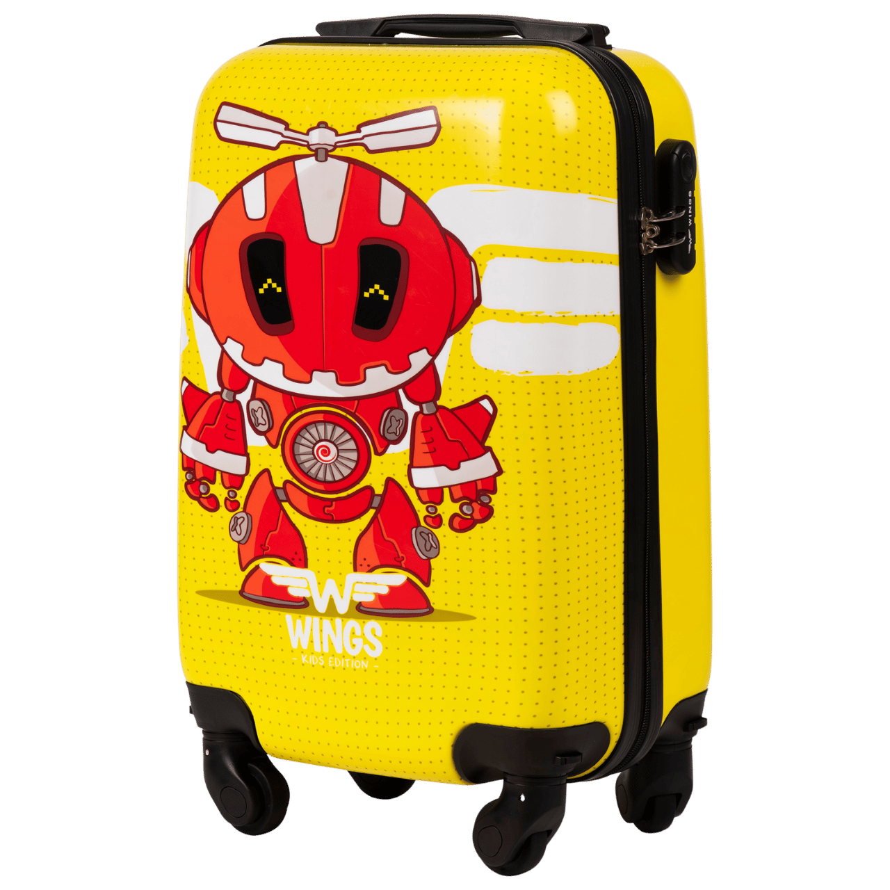 WALIZKA KIDS KABINOWA TWARDA WINGS YELLOW ROBOT XS 18" KIDS COLLECTION