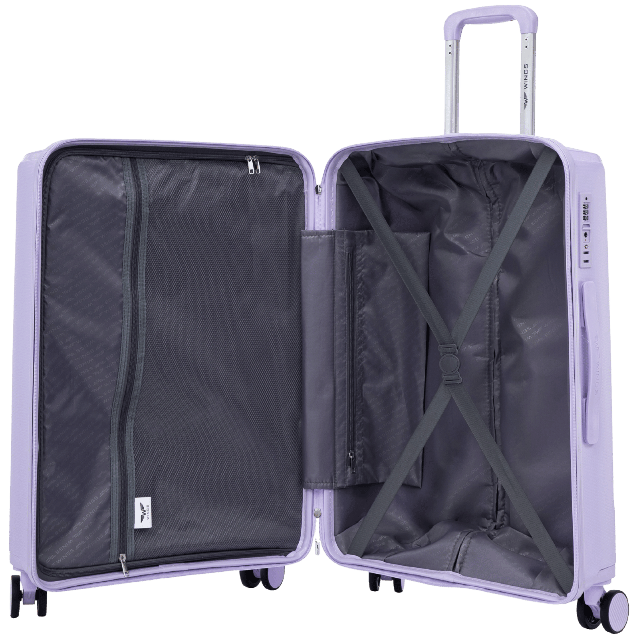 Mellemstor kuffert Wings COCKATIEL polypropylen 24" HVID LILLA