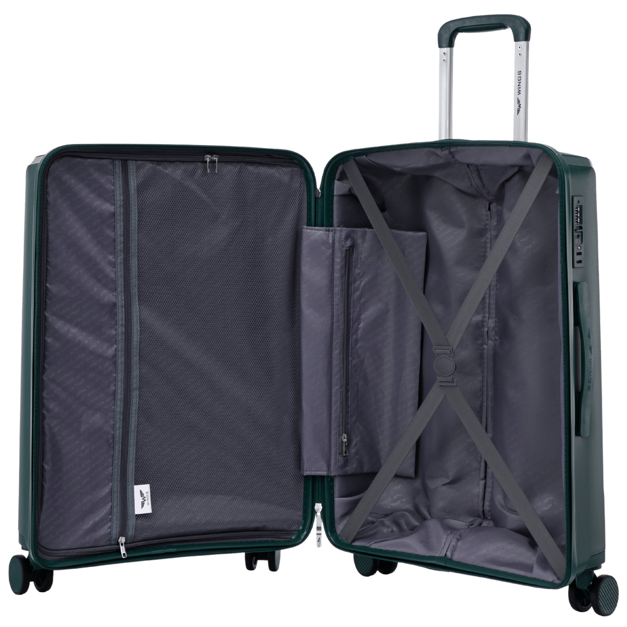Кабинен куфар Wings COCKATIEL полипропилен 20" ТЪМНОЗЕЛЕН