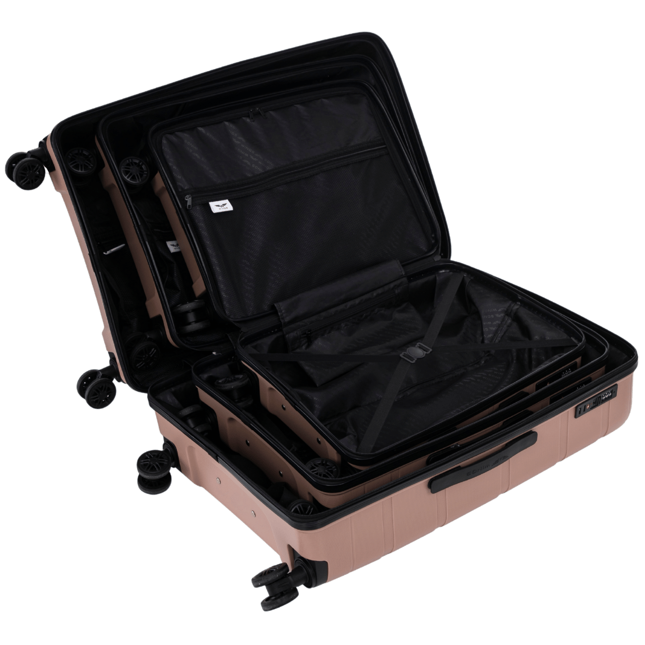 Set da 3 valigie Wings HAWFINCH 2.0 polipropilene ORO ROSA