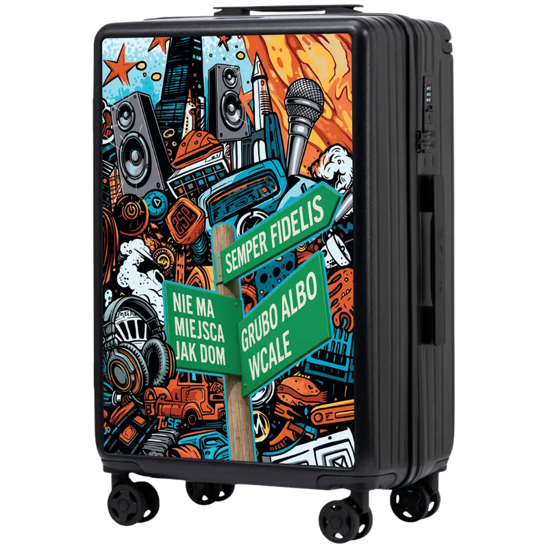 Medium Wings ABS+ Suitcase 24" Customized Tuse Pih BLACK
