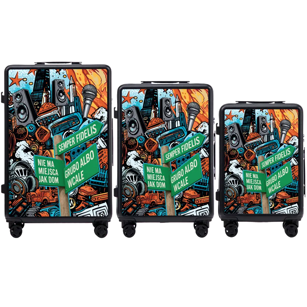 Komplet 3 WALIZEK Wings ABS+ Customized Tuse Pih  BLACK customized