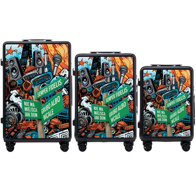 Set 3 valize Wings ABS+ personalizate Tuse Pih NEGRU