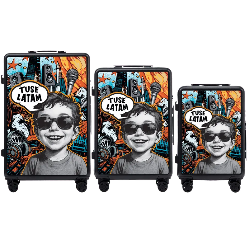 Set 3 valize Wings x TUSE personalizate BĂIAT NEGRU