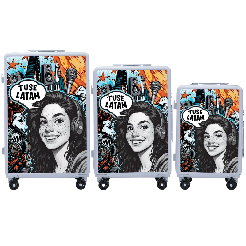 Set of 3 SUITCASES Wings x TUSE Customized GIRL PASTEL BLUE