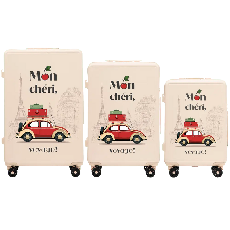 Set of 3 Wings ABS+ Suitcases Customized DIRTY WHITE MON CHERI