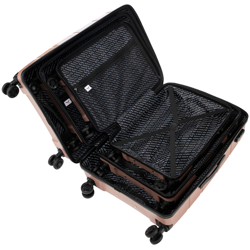 Set of 3 Wings HAWFINCH 3.0 polypropylene suitcases R. GOLD