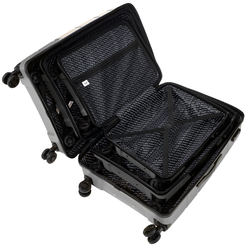 Ensemble de 3 valises Wings HAWFINCH 3.0 polypropylène GRIS FONCÉ