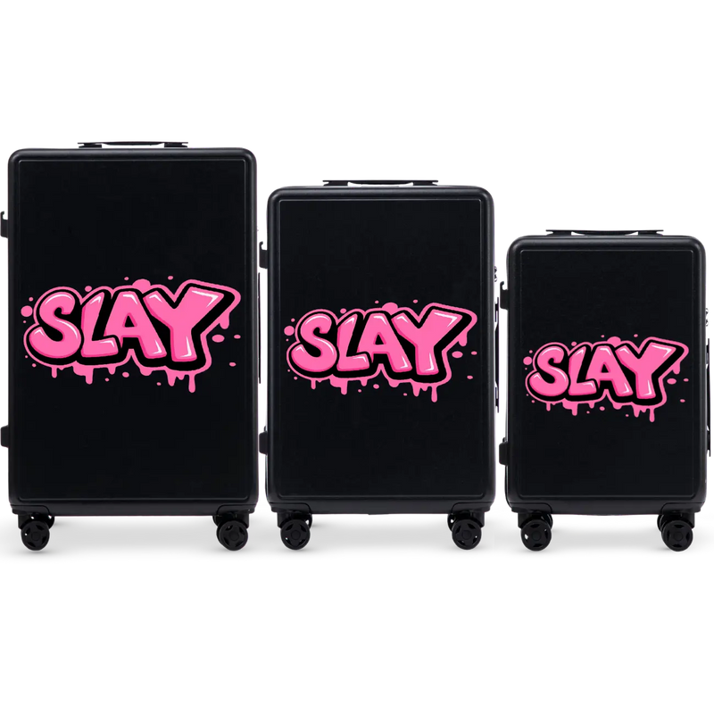 Set of 3 SUITCASES Wings ABS+ Customized BLACK SLAY