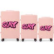 Wings ABS+ räätälöity pinkki matkalaukkujen setti, 3 osaa