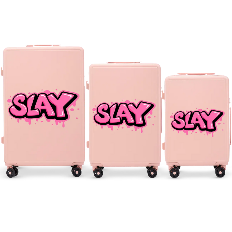 Set 3 valize Wings ABS+ personalizate roz SLAY