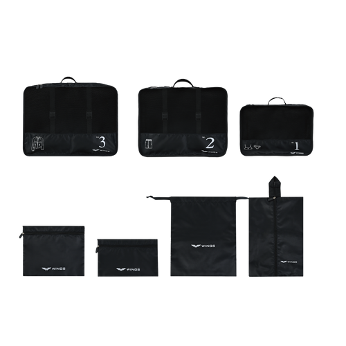 WINGS Комплект от 7 пътнически органайзера BLACK