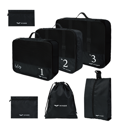 WINGS Комплект от 7 пътнически органайзера BLACK
