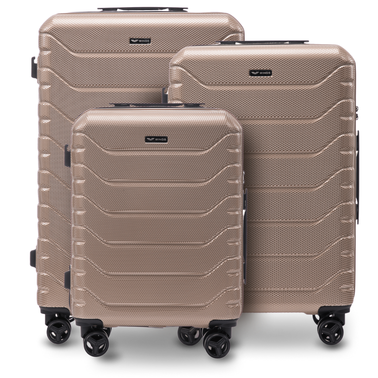 Set di 3 valigie Wings CRAKE POLICARBONATO 100% CHAMPAGNE
